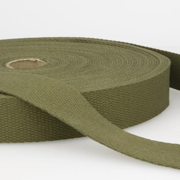 Gurtband Baumwolle Uni Khaki 30mm 